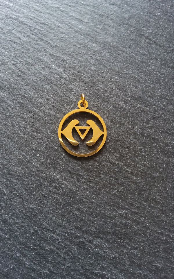 1 or 5 Golden Stainless Steel Ajna Third Eye Chakra Charms Flat 22x19mm