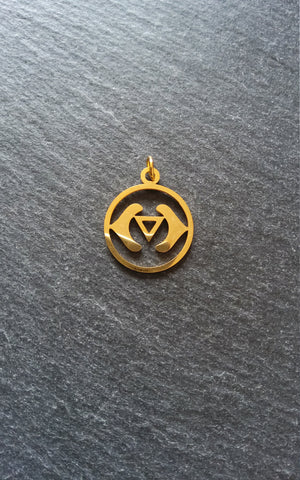 1 or 5 Golden Stainless Steel Ajna Third Eye Chakra Charms Flat 22x19mm
