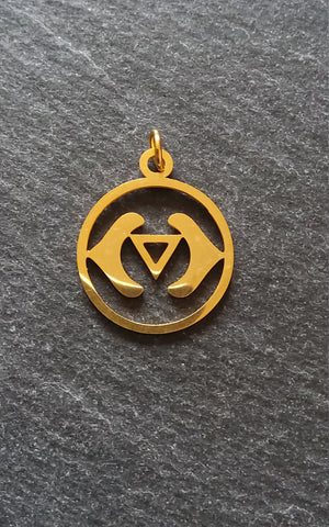 1 or 5 Golden Stainless Steel Ajna Third Eye Chakra Charms Flat 22x19mm