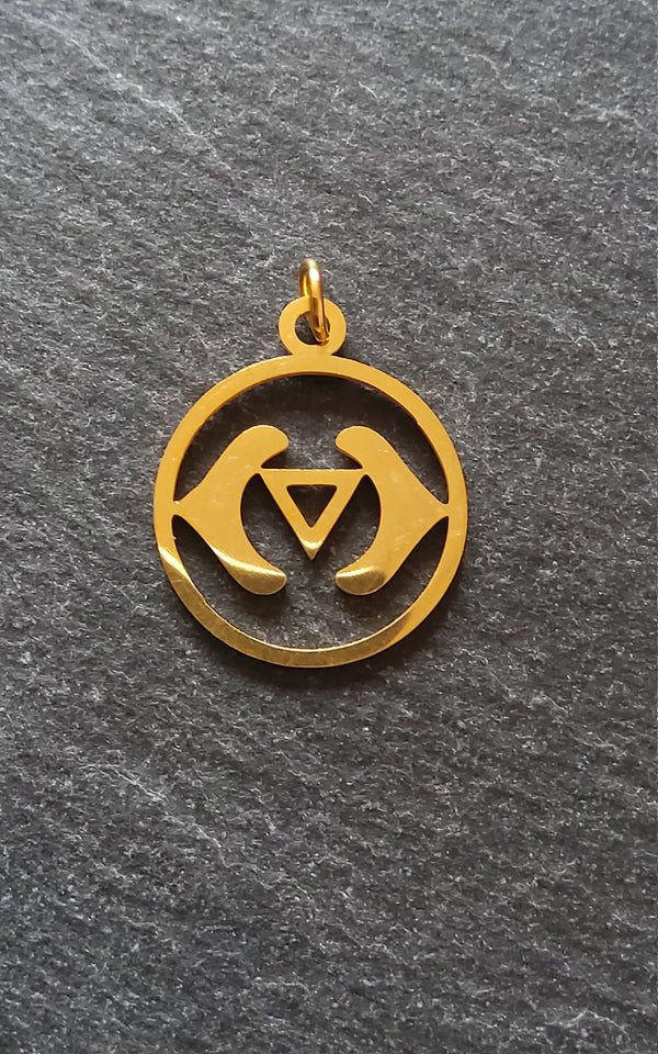 1 or 5 Golden Stainless Steel Ajna Third Eye Chakra Charms Flat 22x19mm