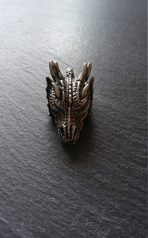 1 or 5 Large Dragon Head Pendant Antique Silver Stainless Steel 45x22x17mm
