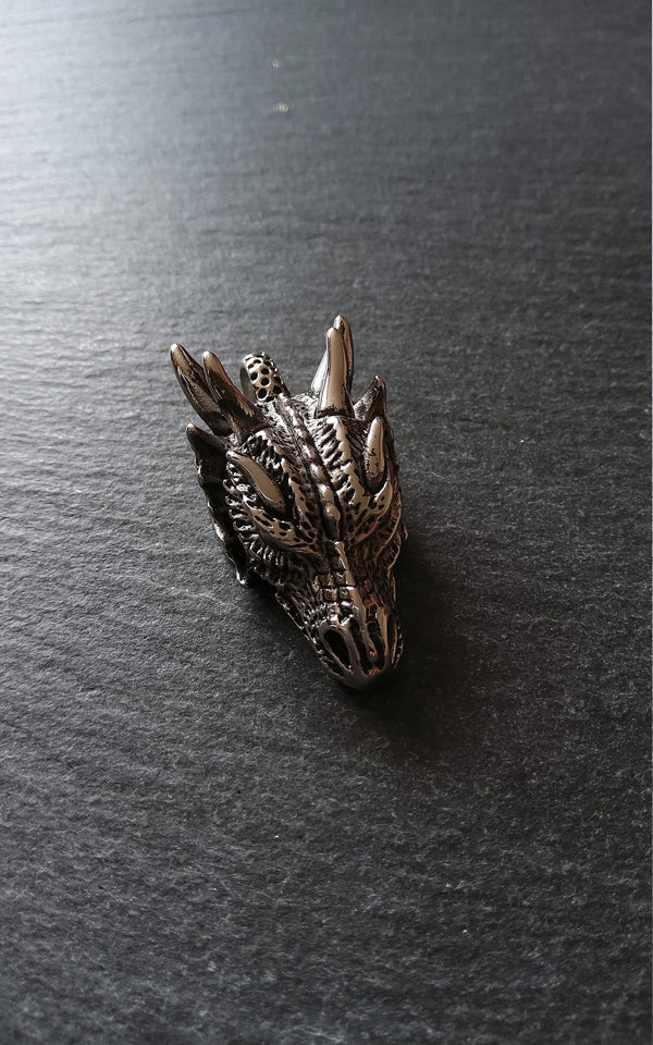 1 or 5 Large Dragon Head Pendant Antique Silver Stainless Steel 45x22x17mm