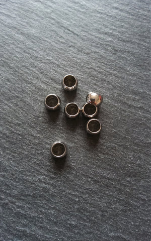 10 or 50 Stainless Steel 8mm Barrel Beads Smooth Solid Round Spacer 8x5mm. Large 5mm Hole