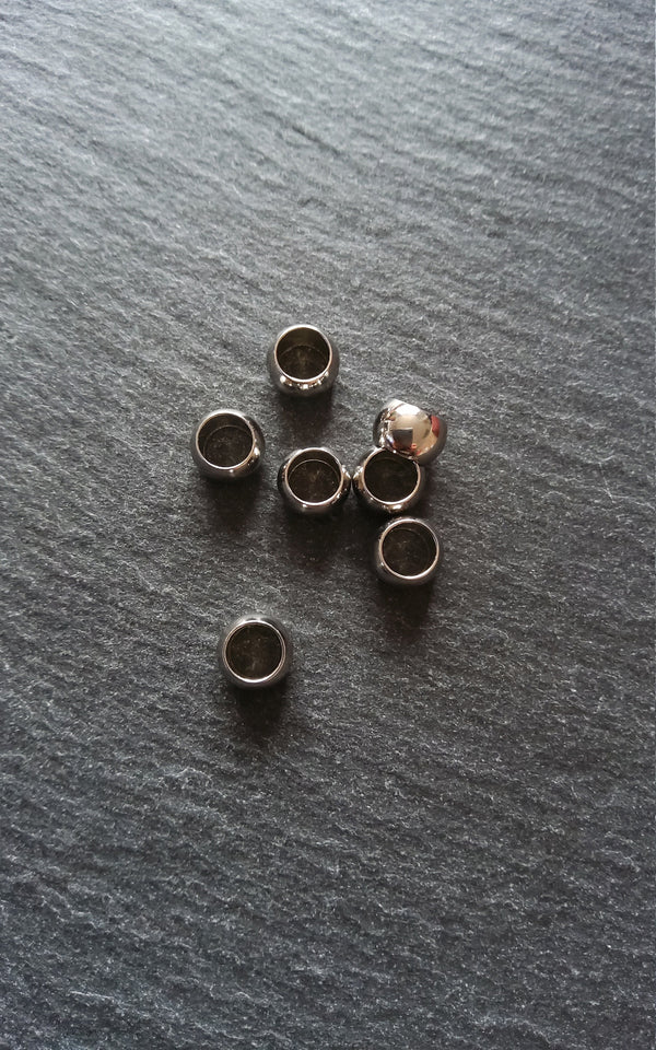 10 or 50 Stainless Steel 8mm Barrel Beads Smooth Solid Round Spacer 8x5mm. Large 5mm Hole