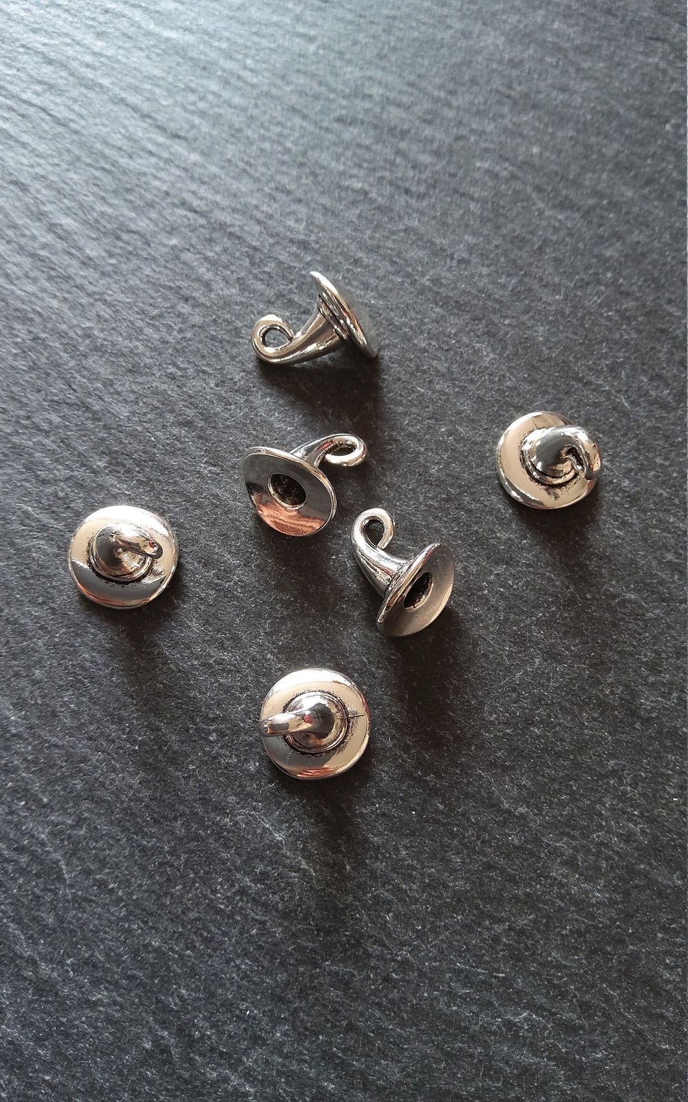 10 or 50 Witches Hat Charms Silver Tone 12x11mm