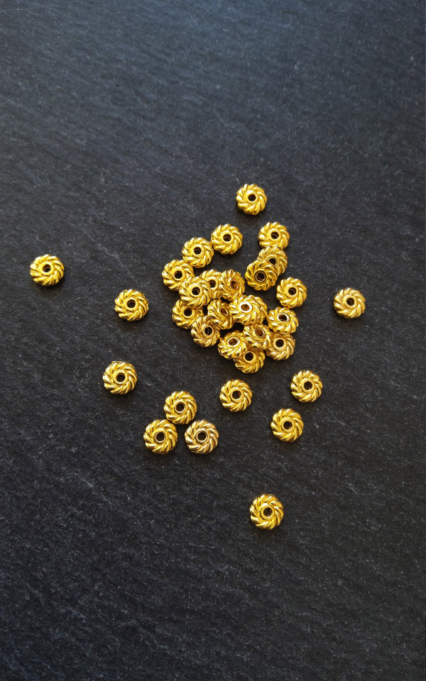 40 or 200 Spacer Beads 6mm Flat Round Gold Plated 6x1.8mm