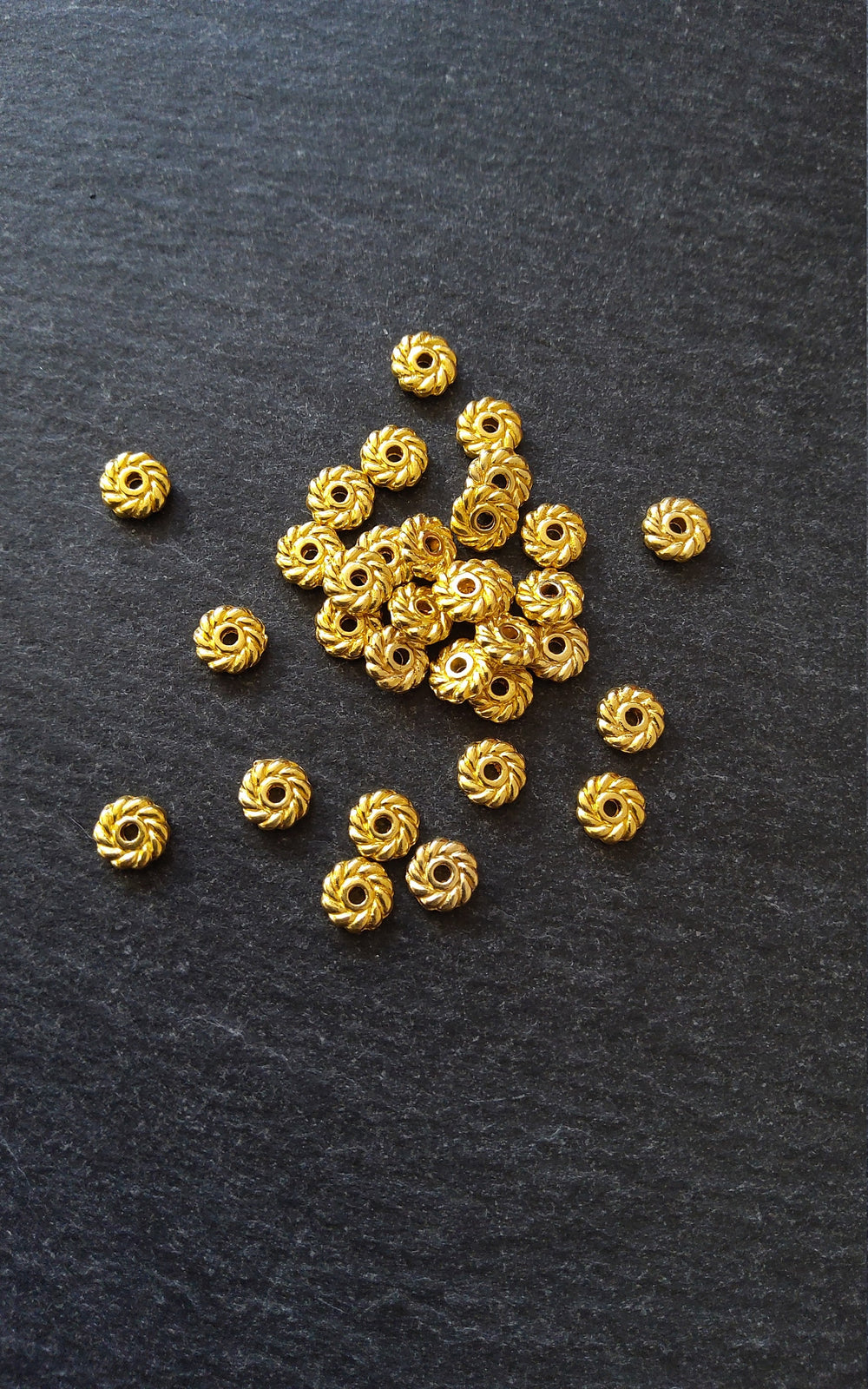 40 or 200 Spacer Beads 6mm Flat Round Gold Plated 6x1.8mm