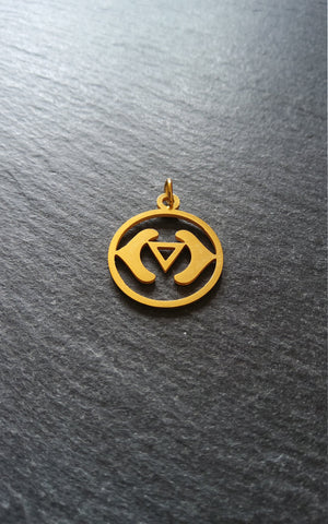 1 or 5 Golden Stainless Steel Ajna Third Eye Chakra Charms Flat 22x19mm