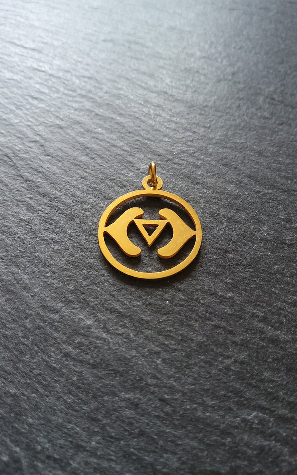 1 or 5 Golden Stainless Steel Ajna Third Eye Chakra Charms Flat 22x19mm