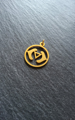 1 or 5 Golden Stainless Steel Ajna Third Eye Chakra Charms Flat 22x19mm