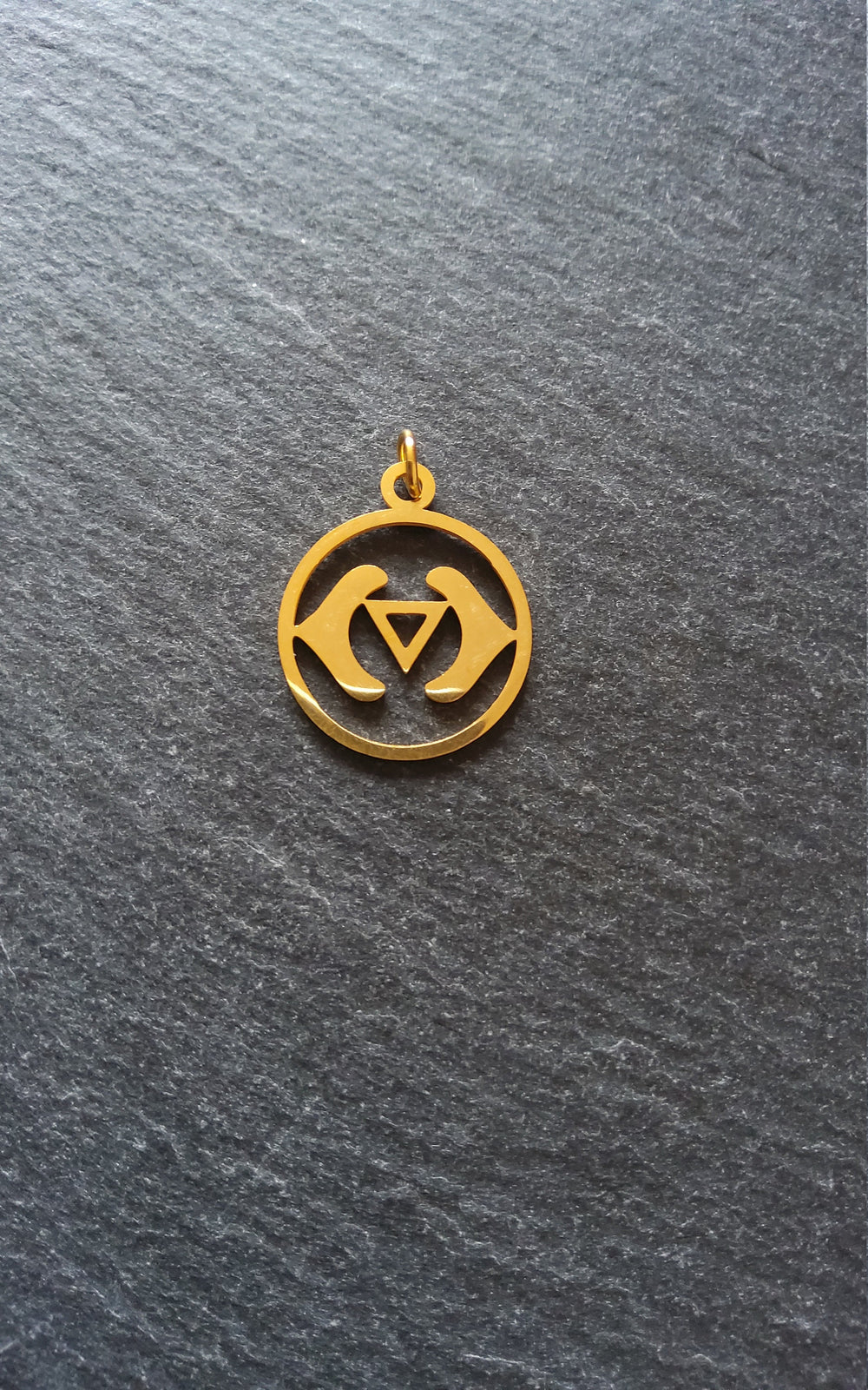 1 or 5 Golden Stainless Steel Ajna Third Eye Chakra Charms Flat 22x19mm