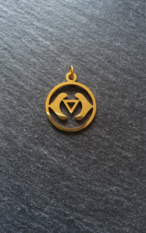 1 or 5 Golden Stainless Steel Ajna Third Eye Chakra Charms Flat 22x19mm