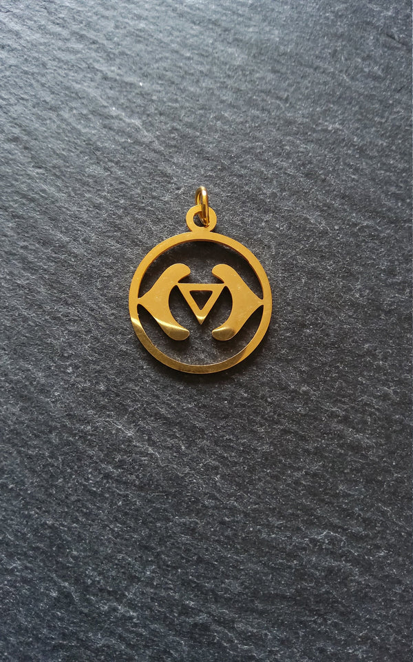 1 or 5 Golden Stainless Steel Ajna Third Eye Chakra Charms Flat 22x19mm
