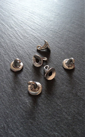 10 or 50 Witches Hat Charms Silver Tone 12x11mm
