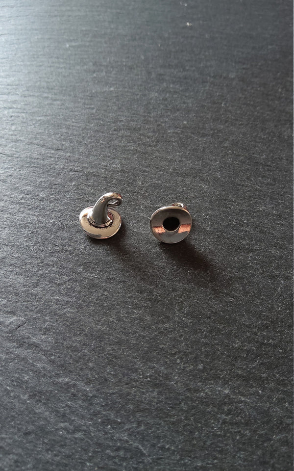 10 or 50 Witches Hat Charms Silver Tone 12x11mm