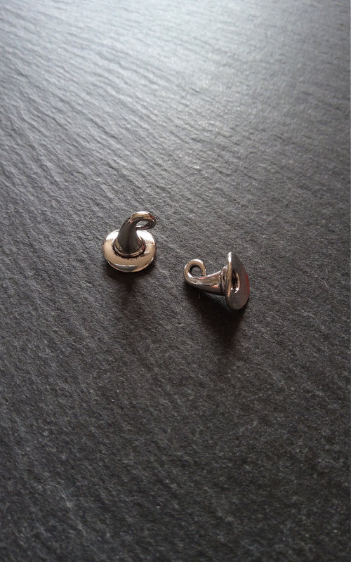 10 or 50 Witches Hat Charms Silver Tone Alloy 12x11mm