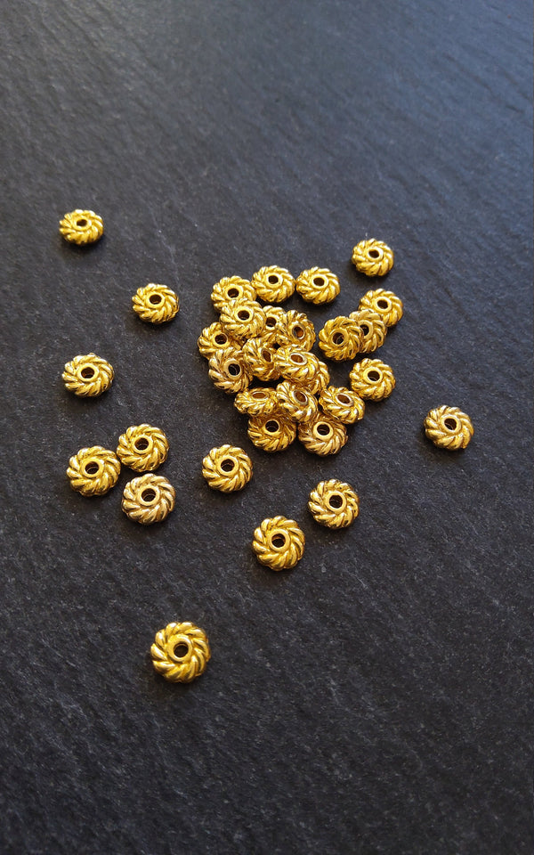 40 or 200 Spacer Beads 6mm Flat Round Gold Plated 6x1.8mm
