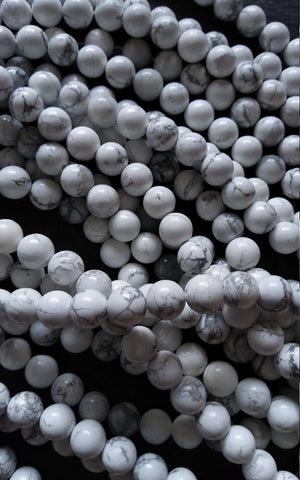 8.5mm Natural White Howlite Round Polished Undyed Beads Full 15.7 inch Strand (HW8-4)