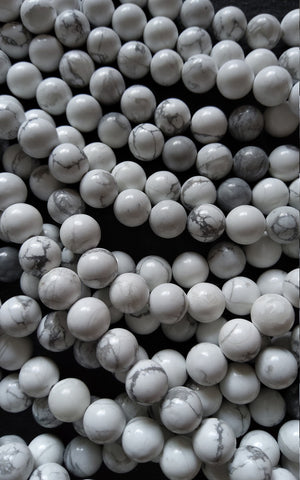 8.5mm Natural White Howlite Round Polished Undyed Beads Full 15.7 inch Strand (HW8-4)