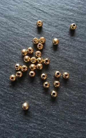 20 or 100 Real 18K Gold Plated 4mm Hollow Brass Round Ball Spacer Beads Smooth Plain. 1.5mm Hole Nickel FREE