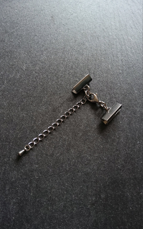 4 or 20 Stainless Steel Crimp End Sets for 16mm (5/8 inch) Wide Chokers With Extender Chain