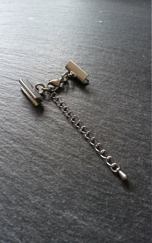 4 or 20 Stainless Steel Crimp End Sets for 16mm (5/8 inch) Wide Chokers With Extender Chain