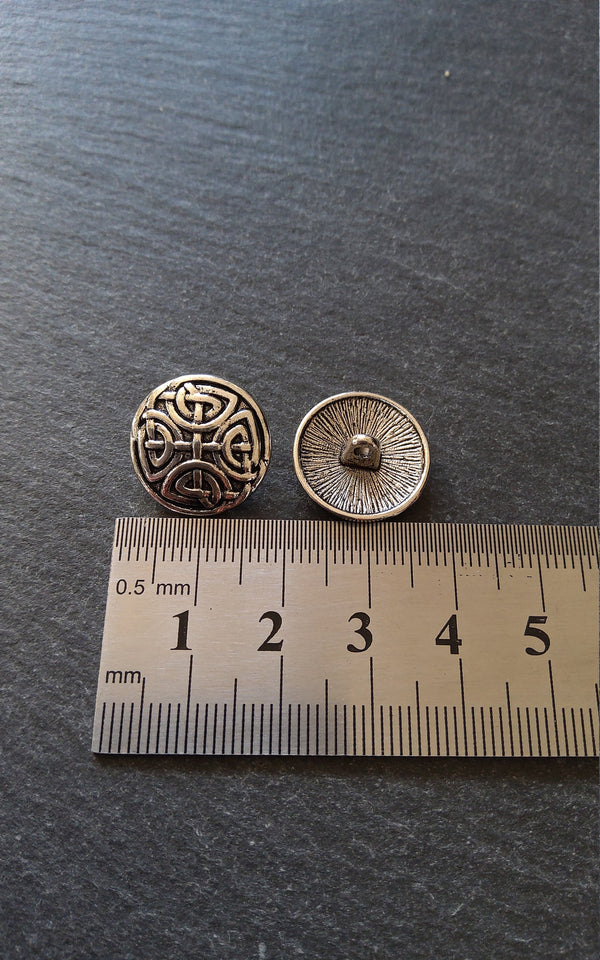 6 or 30 Celtic Knot Silver Tone Metal Buttons 17mm (5/8") Fasteners