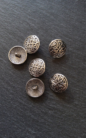 6 or 30 Celtic Knot Silver Tone Metal Buttons 17mm (5/8") Fasteners