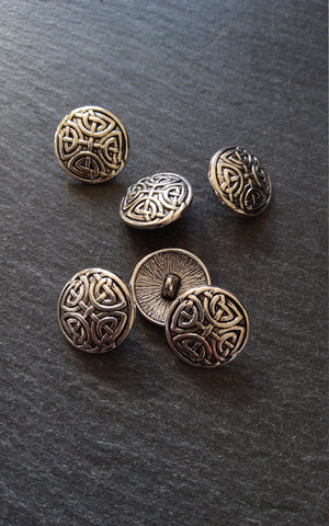 6 or 30 Celtic Knot Silver Tone Metal Buttons 17mm (5/8") Fasteners