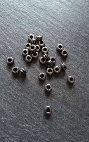 40 or 200 Gunmetal 6mm Flattened Round Macaron Spacer Beads 6x3mm Hole: 2mm