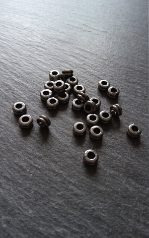 40 or 200 Gunmetal 6mm Flattened Round Macaron Spacer Beads 6x3mm Hole: 2mm