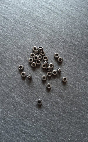 40 or 200 Gunmetal 6mm Flattened Round Macaron Spacer Beads 6x3mm Hole: 2mm