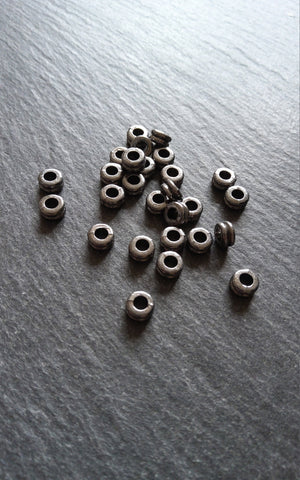 40 or 200 Gunmetal 6mm Flattened Round Macaron Spacer Beads 6x3mm Hole: 2mm