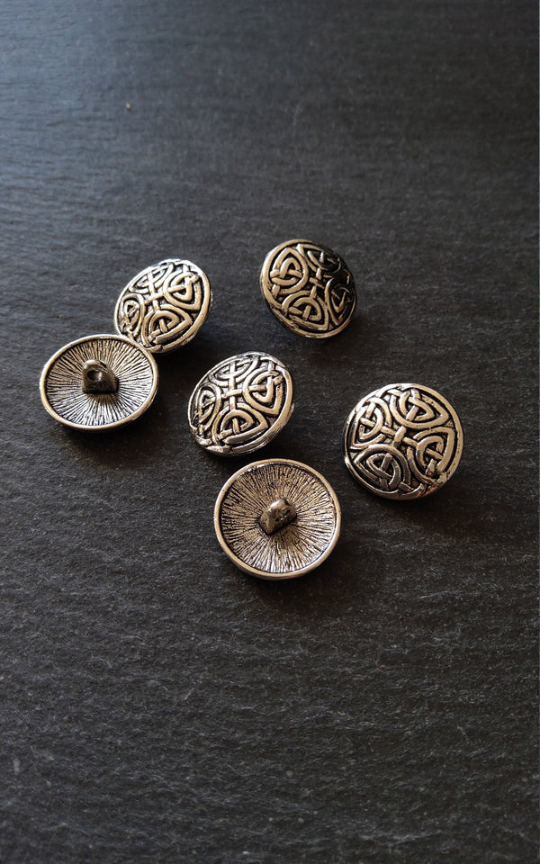 6 or 30 Celtic Knot Silver Tone Metal Buttons 17mm (5/8") Fasteners