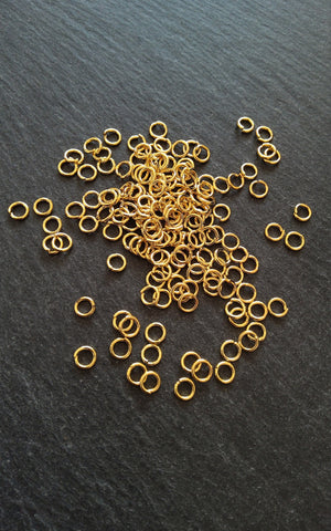 200 or 1000 Bright Gold Plated 5mm Jump Rings Strong 0.9mm (20 Gauge)