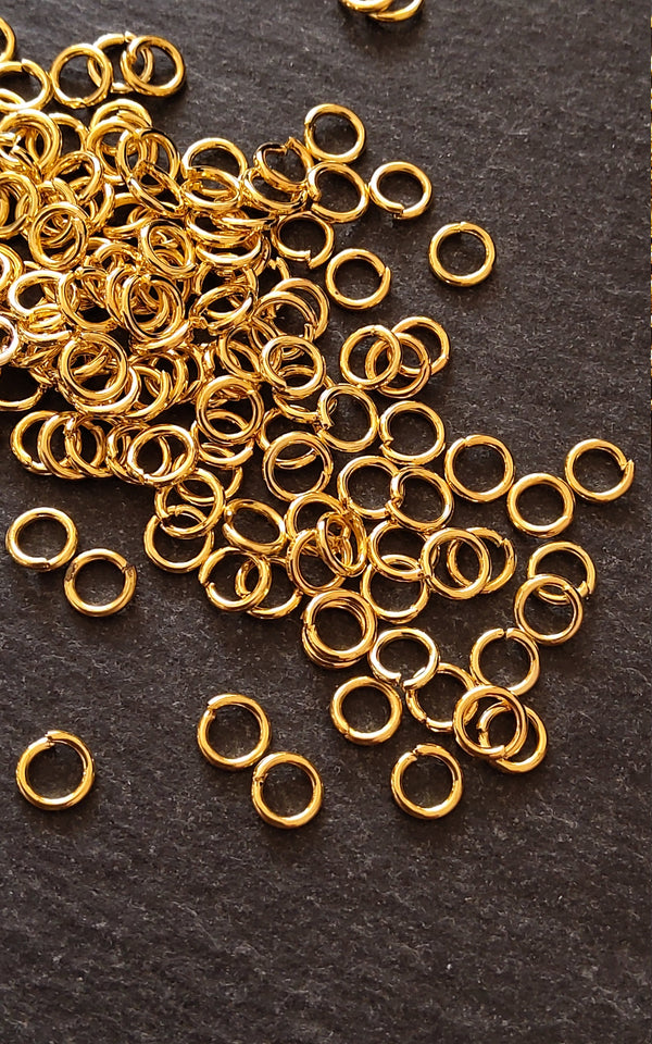 200 or 1000 Bright Gold Plated 5mm Jump Rings Strong 0.9mm (20 Gauge)