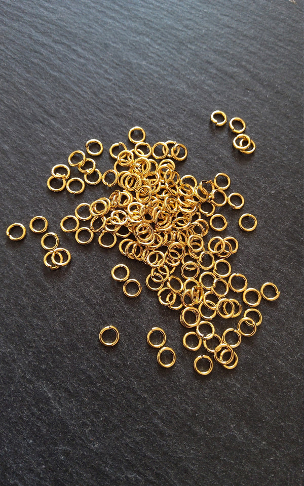 200 or 1000 Bright Gold Plated 5mm Jump Rings Strong 0.9mm (20 Gauge)