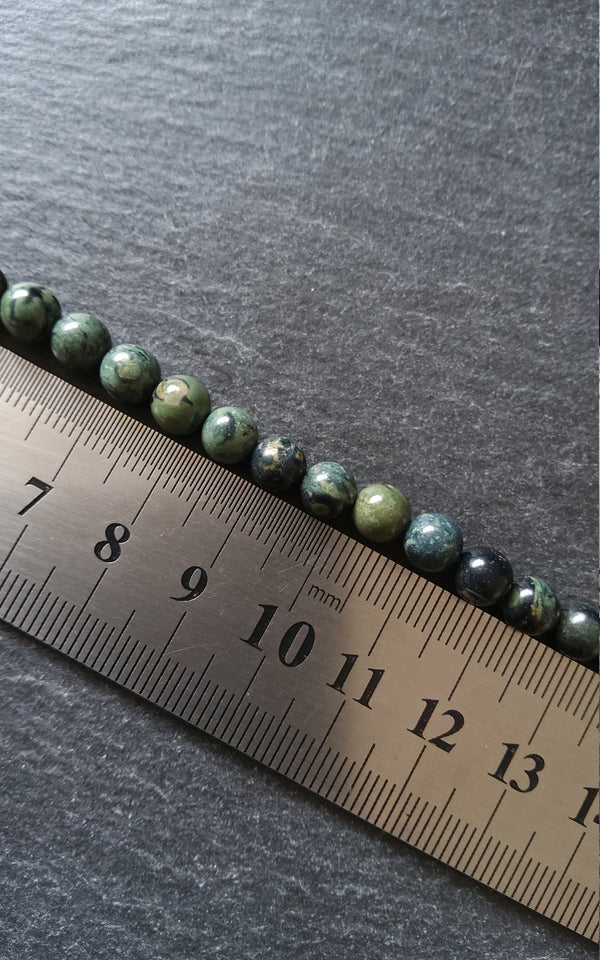 6.5mm Natural Kambaba Jasper Beads Green & Black Round Full 15.7 inch Strand. Hole: 1mm