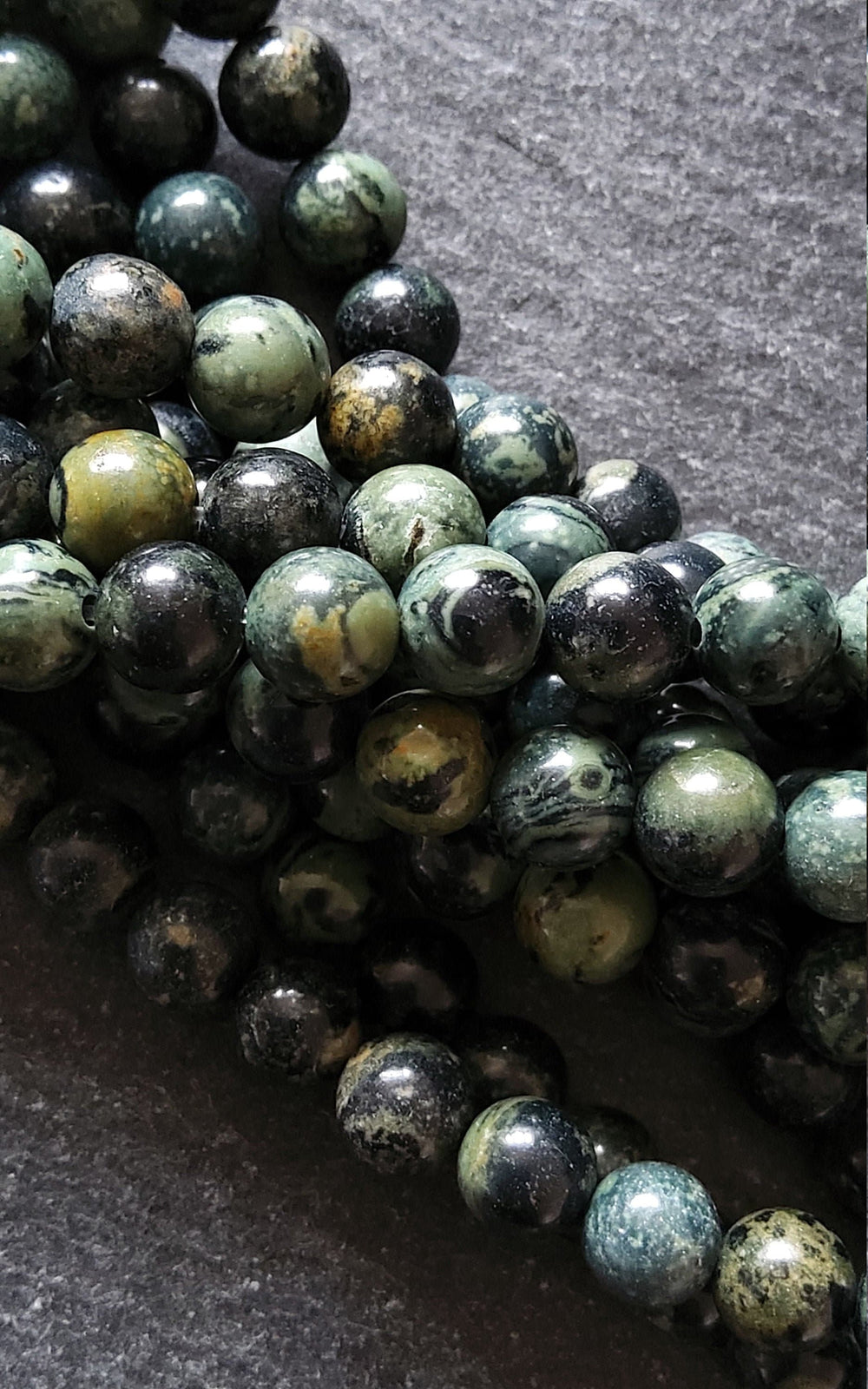 6.5mm Natural Kambaba Jasper Beads Green & Black Round Full 15.7 inch Strand. Hole: 1mm