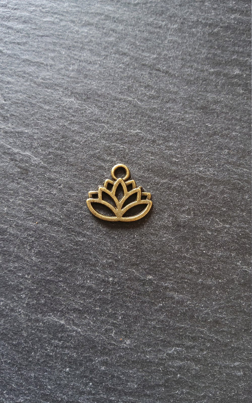 20 or 100 Antique Bronze Alloy Lotus Flower Charms 17x15mm