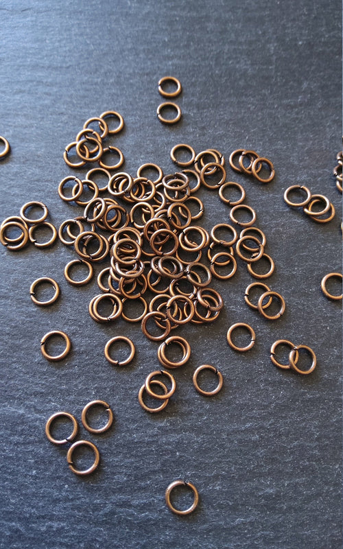 100 or 500 Antique Copper Alloy 6mm Diameter 0.9mm Jump Rings (19 Gauge)