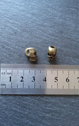 8 or 40 Antique Bronze Tone 12mm 3D Skull Beads 12x8x10mm Vertical 3.5mm Hole