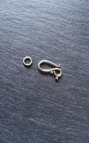 10 or 50 Sets Hook and Eye Clasps Antique Silver Tone 21x12mm Nickel Free
