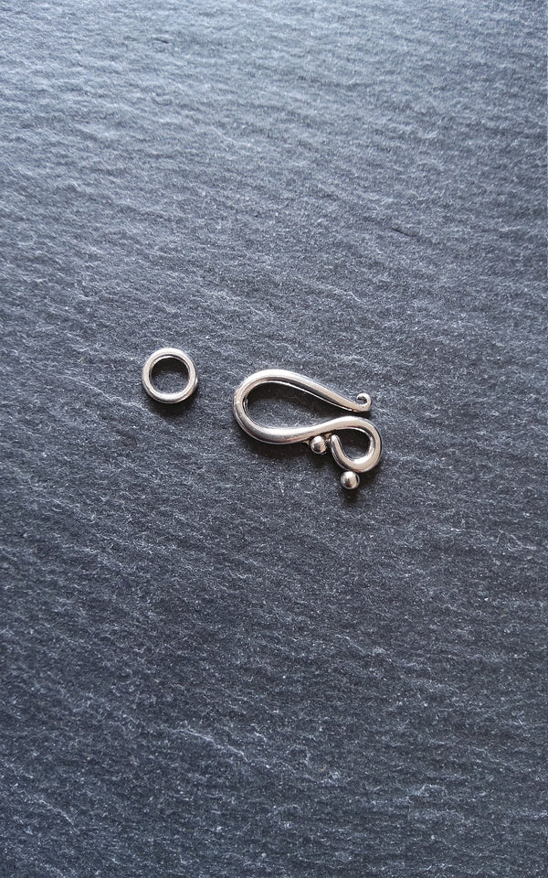 10 or 50 Sets Hook and Eye Clasps Antique Silver Tone 21x12mm Nickel Free