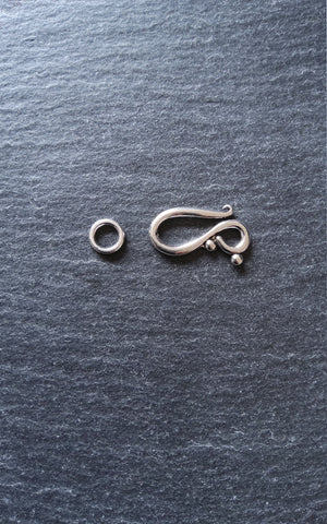 10 or 50 Sets Hook and Eye Clasps Antique Silver Tone 21x12mm Nickel Free