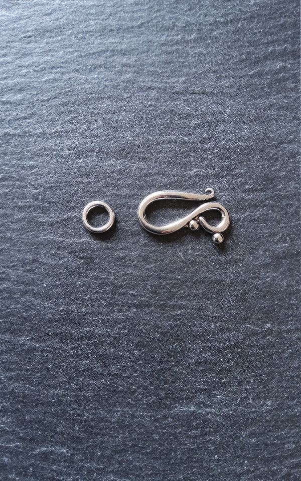 10 or 50 Sets Hook and Eye Clasps Antique Silver Tone 21x12mm Nickel Free