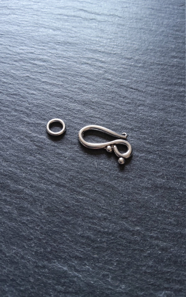 10 or 50 Sets Hook and Eye Clasps Antique Silver Tone 21x12mm Nickel Free