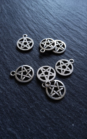 12 or 60 Pentagram Charms Antique Silver Alloy 15x12mm