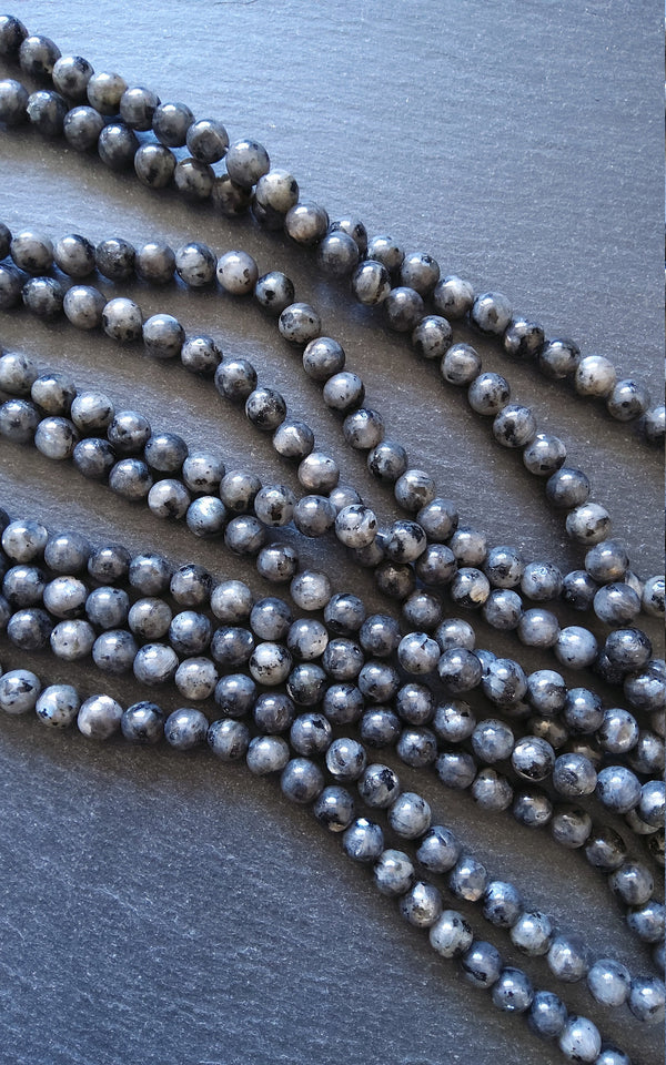 8.4mm Larvikite Natural Gemstone Beads Undyed Full 15.7 inch Strand Hole: 1mm