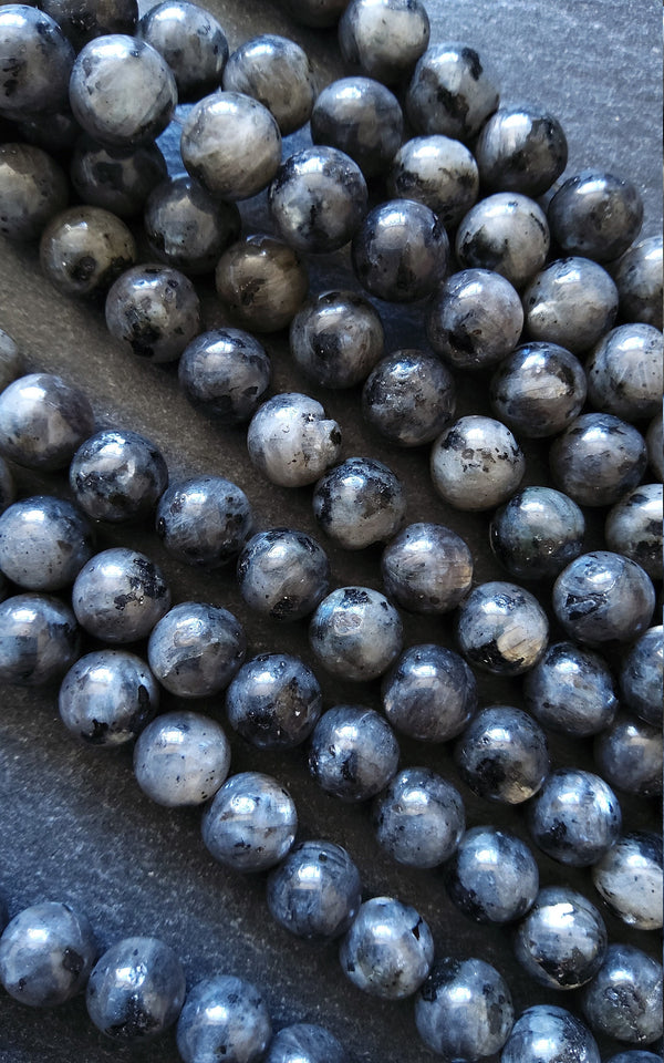 8.4mm Larvikite Natural Gemstone Beads Undyed Full 15.7 inch Strand Hole: 1mm